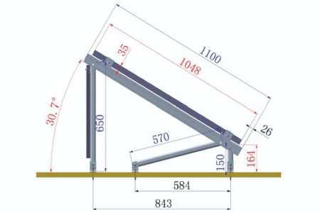 Sistem complet montare pe beton pentru 4 panouri solare fotovoltaice cu unghi 30 grade - Breckner Germany